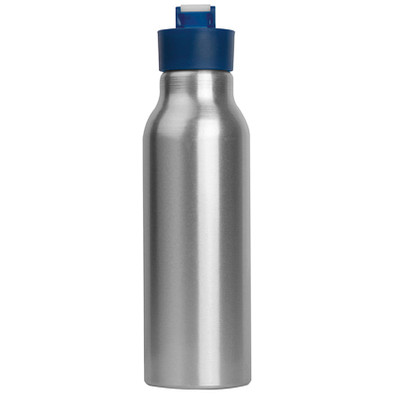 Trinkflasche aus Aluminium mit Silikondeckel, 600 ml, blau