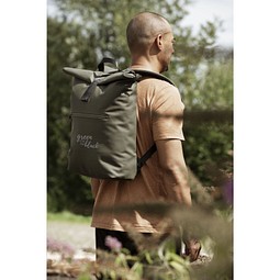 Recycled PU Roll-Top Rucksack Lennon Dunkelgrün